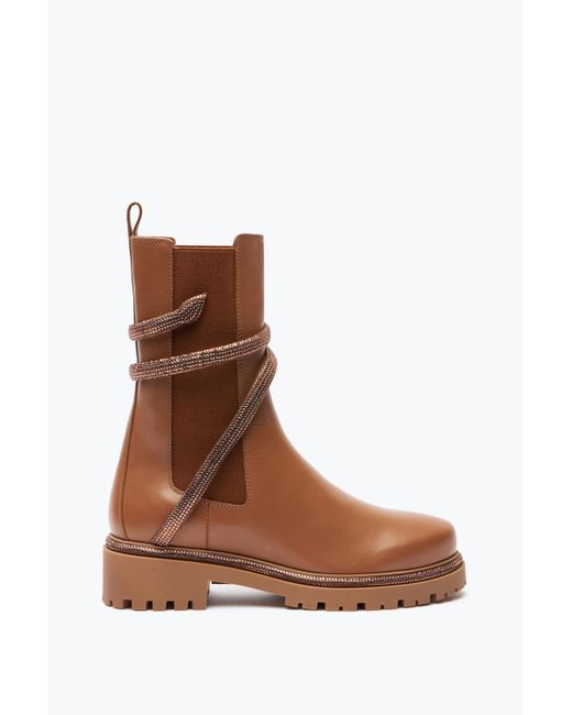 Rene Caovilla Brown Cleo Crystal Hazelnut Bootie 25