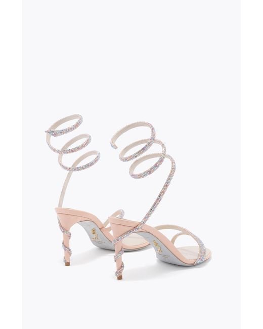 Rene Caovilla White Margot Sandal With Multicolored Crystals 80