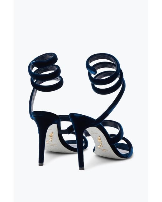 Sandale Cleo En Velours Marine 105 Rene Caovilla en coloris Blue