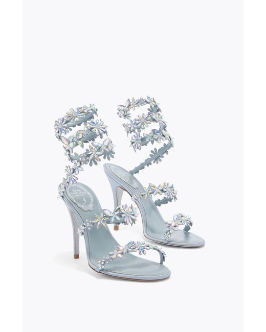 Rene Caovilla White Eden Cerulean Sandal 100