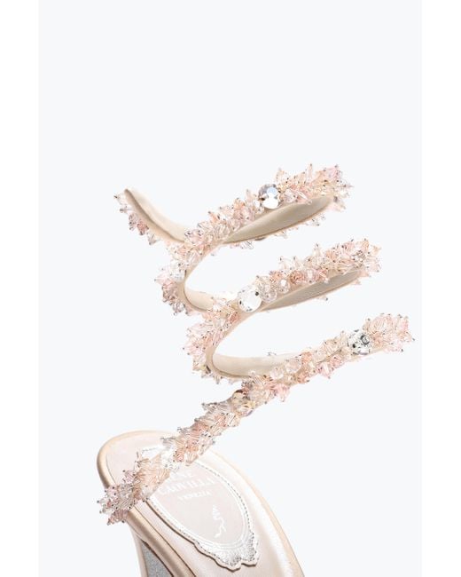 Rene Caovilla White Cinderella Nude Sandal With Serpent 105