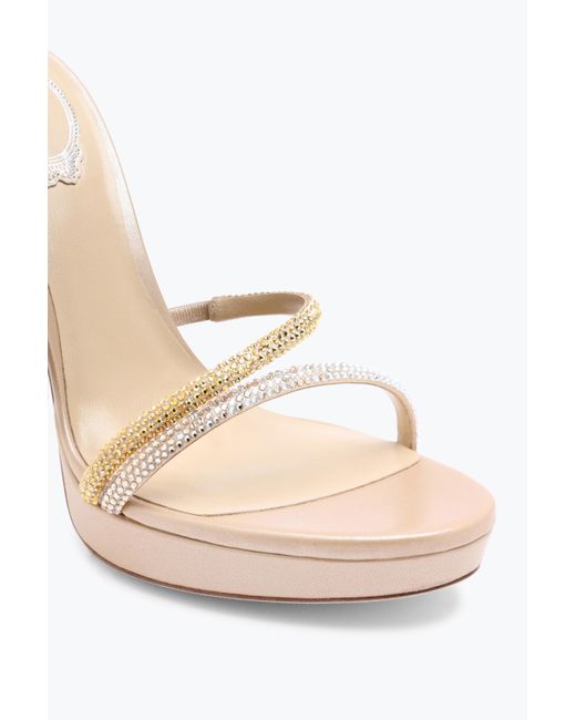 Rene Caovilla White Margot Plateau Sandal With And Crystals 120