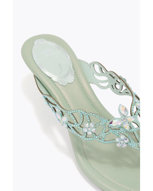 Rene Caovilla White Eden Mint Thong Mule 50