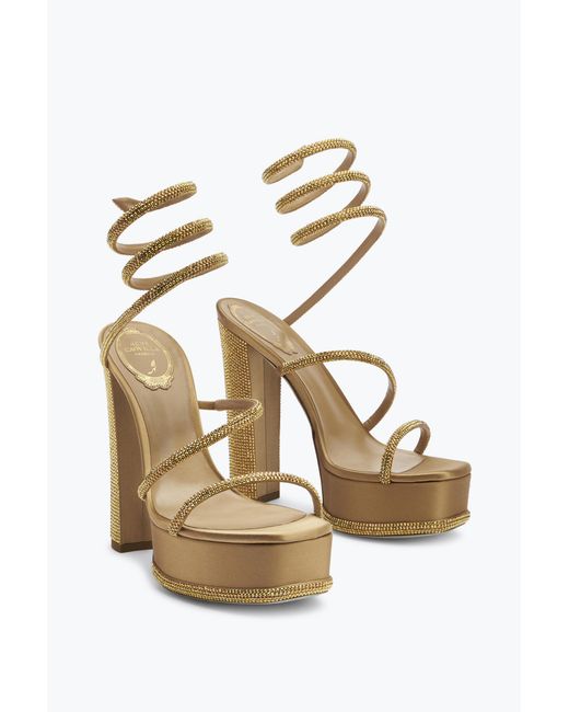 Rene Caovilla White Cleo Crystal Platform Sandal 130