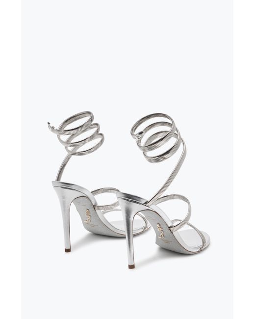Rene Caovilla White Juniper Lamb/ Metal Snake Sandal