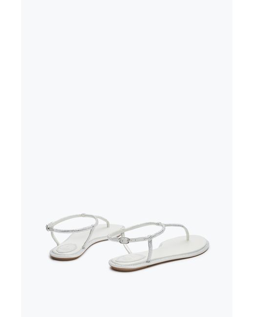 Rene Caovilla White Diana Ivory Satin/C.Moonlight Strass Thong