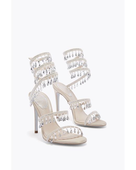Rene Caovilla White Chandelier Sandal With Pearls 105