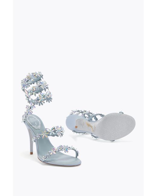 Rene Caovilla White Eden Cerulean Sandal 100