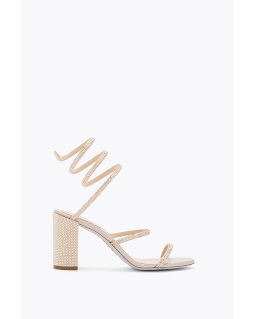 Rene Caovilla White Cleo Crystal Sandal 80