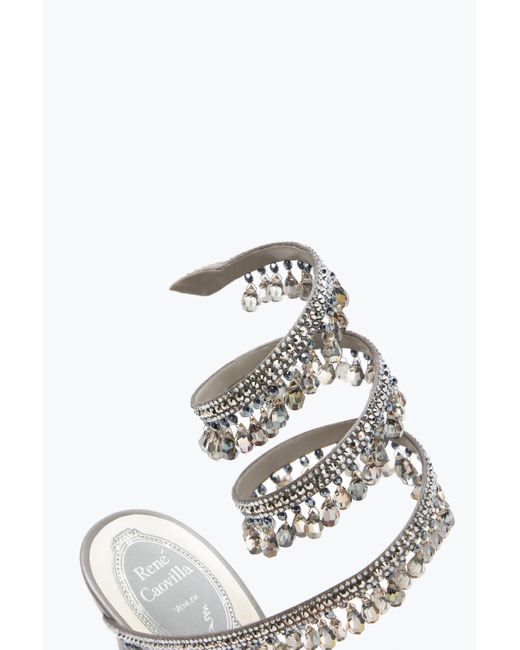 Rene Caovilla White Chandelier Crystal Pearl Sandal 105