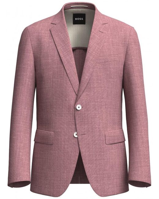 Boss Pink H-hutson Pattern Wool Blend Slim Jacket Dark for men