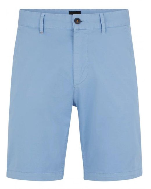 Boss Blue Stretch Slim Chino Shorts for men