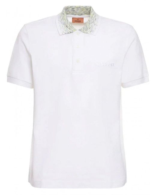 Missoni Spaced Coloured Collar Polo Shirt White for men