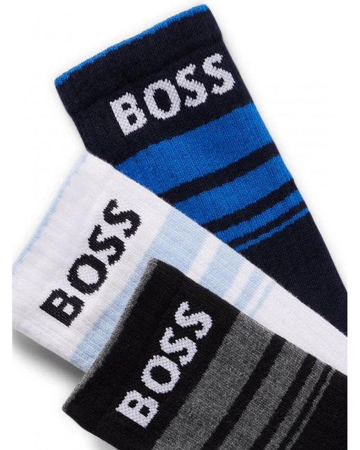 Boss 3 Pack Ribbed Stripe Socks Blue/black/ for men