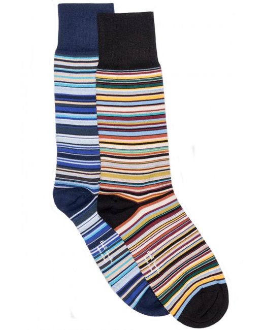 Paul Smith Blue Signature Stripe Socks Navy for men