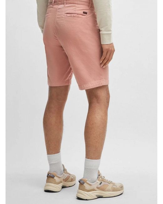 Boss Pink Stretch Slim Chino Shorts for men