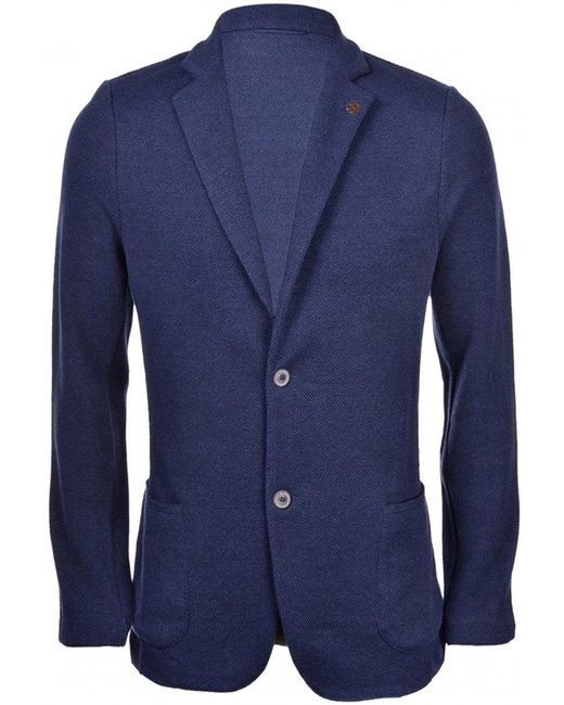 Gran Sasso Blue Maglia Piquet Stretch Blazer Jacket Dark for men