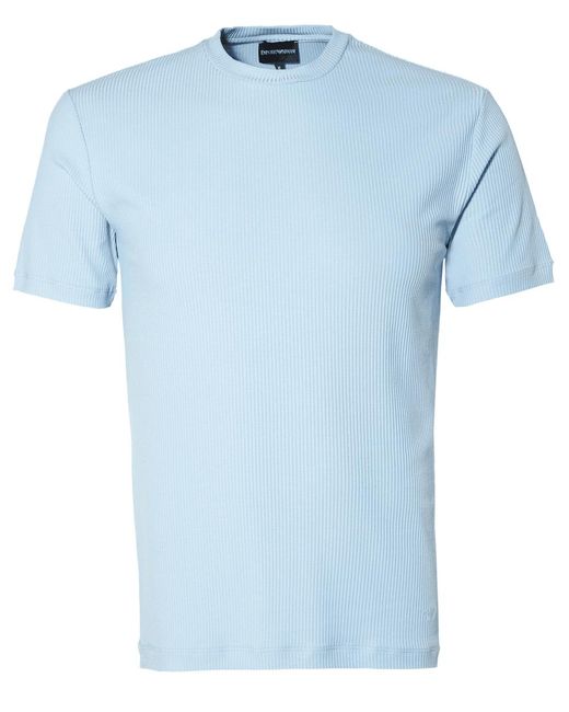 Emporio Armani Blue Fine Rib T Shirt Sky for men