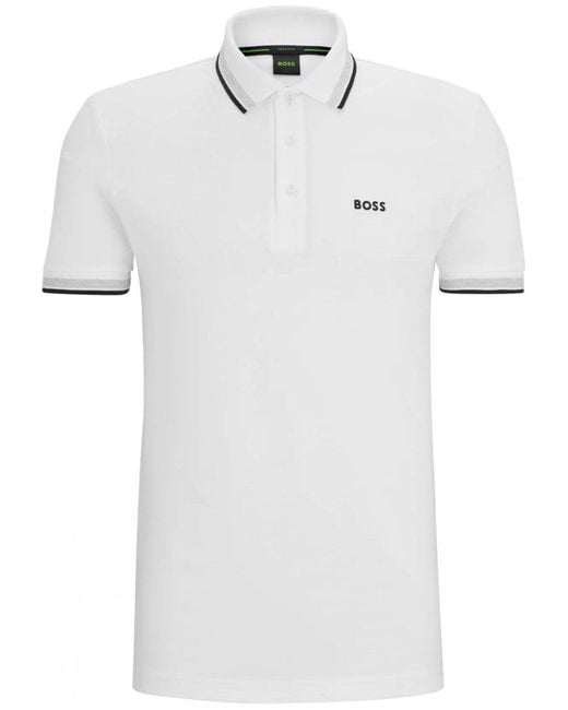 Boss Tipped Paddy Polo Shirt White for men
