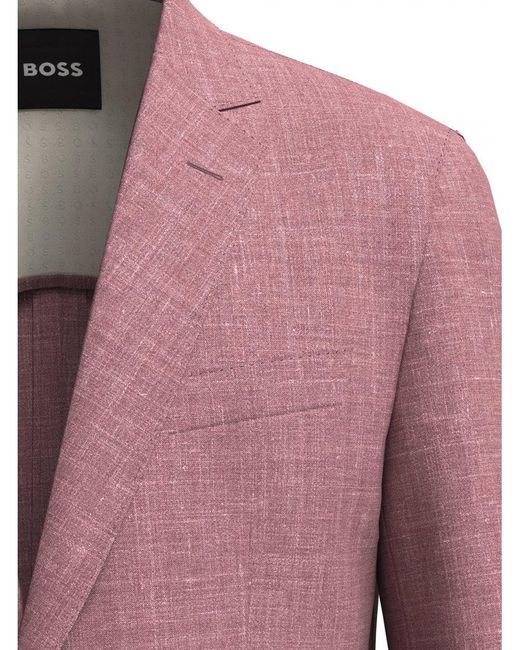Boss Pink H-hutson Pattern Wool Blend Slim Jacket Dark for men