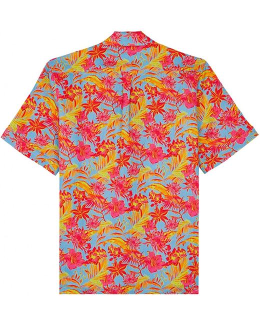 Vilebrequin Tahiti Flowers Bowling Shirt Multi Blue Red for men