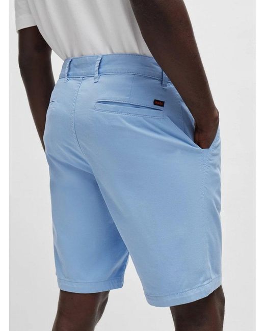 Boss Blue Stretch Slim Chino Shorts for men