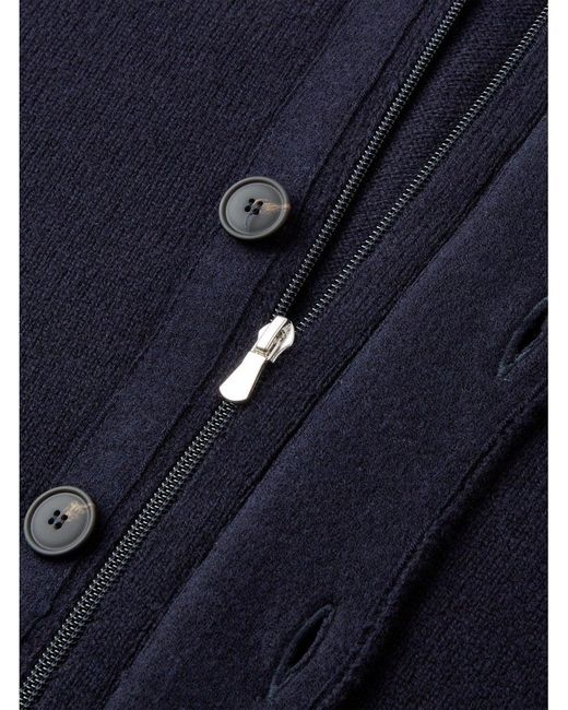 Gran Sasso Blue Inner Zip Button Cardigan Navy for men