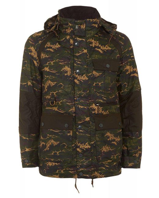 Barbour Green X White Mountaineering Brantmoto Olive Camo Wax Jacket for men