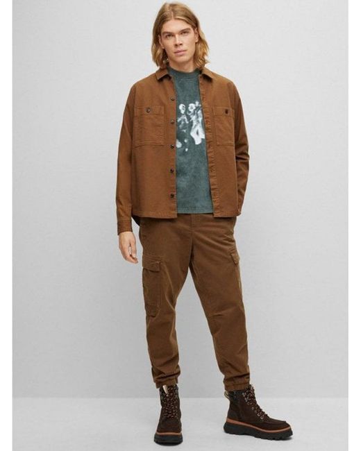 Boss Brown Sisla Relaxed Fit Cargo Trousers for men