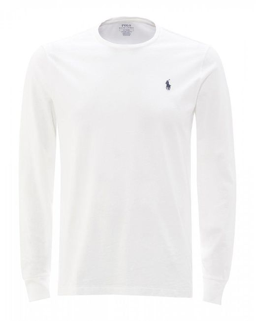 Polo Ralph Lauren Long Sleeved Logo T Shirt Plain White Tee For