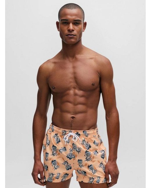 Boss Natural Pineapple Motif Swim Shorts Medium for men