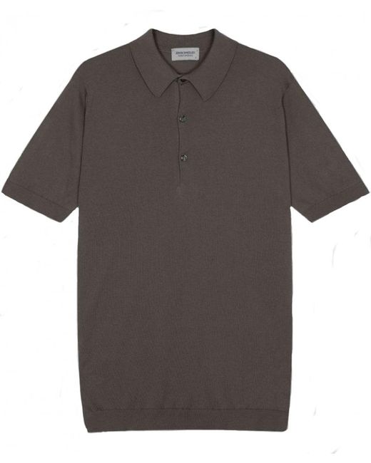 John Smedley Gray Adrian Sea Island Cotton Polo Shirt Musk Brown for men
