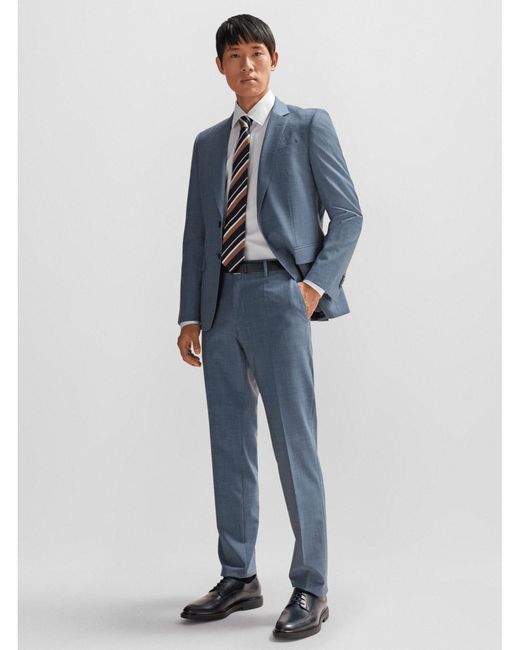 Boss Blue H-huge Micro Pattern Slim Fit Suit Medium for men