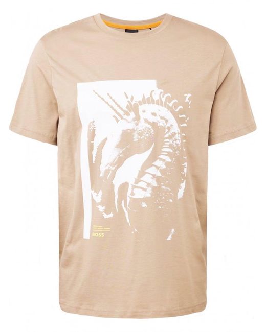 Boss Natural Seahorse T-shirt Open Brown for men