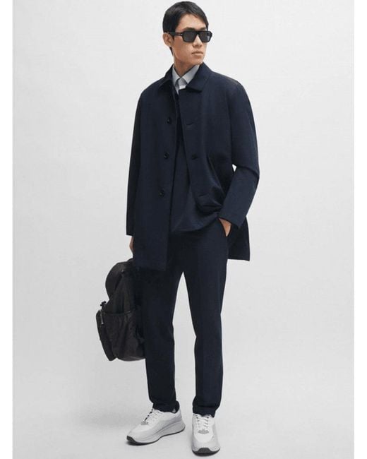 Boss Blue P-jared Button-up Coat Dark for men