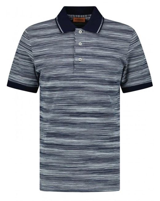 Missoni Blue Space Dye Polo Shirt Navy/ for men