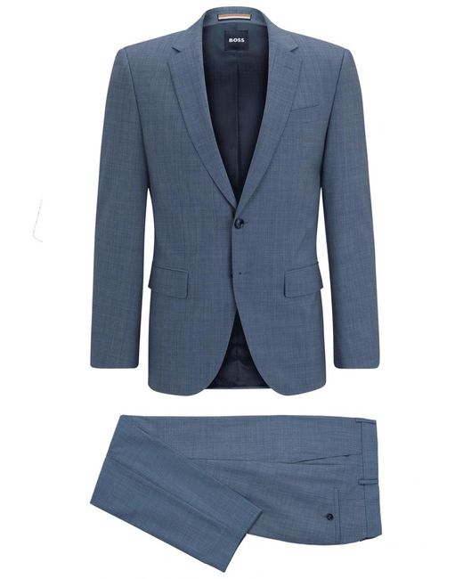 Boss Blue H-huge Micro Pattern Slim Fit Suit Medium for men