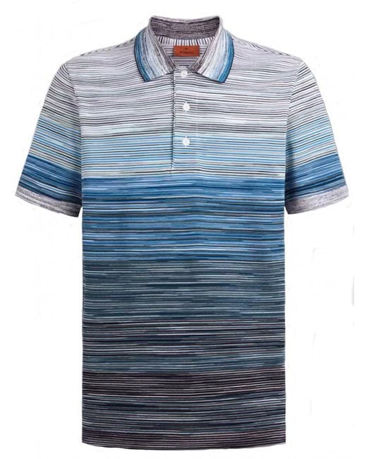 Missoni Space Dyed Polo Shirt Multi Black/blue/ for men