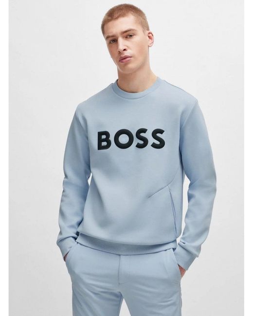 Boss Blue Sablo 1 3d Moulded Logo Sweatshirt for men