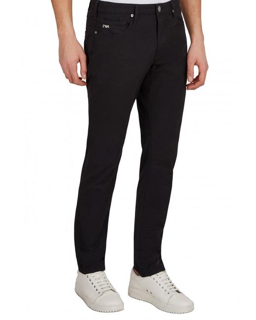 Emporio Armani Black J06 Slim Fit Stretch Gabardine Jeans Nero for men