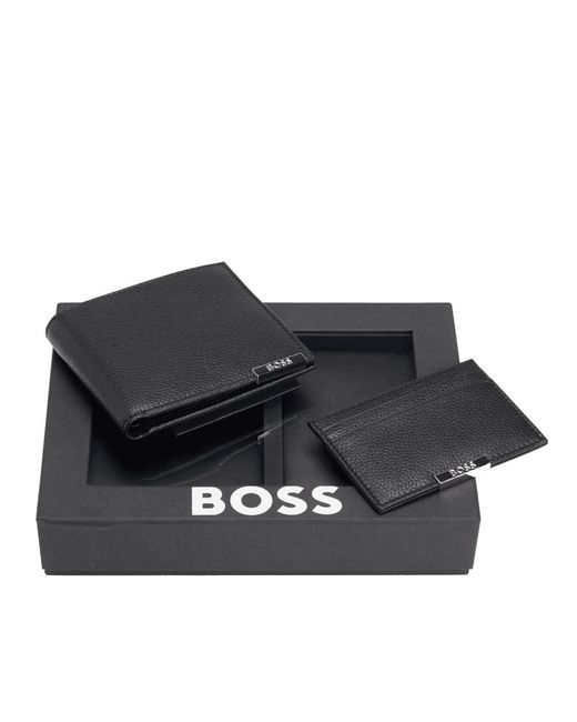 Boss Black Wallet And Card Holder Gift Set for men