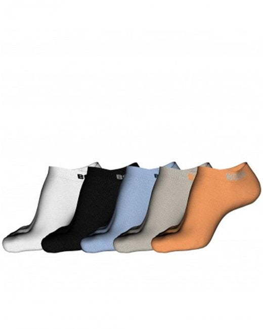 Boss White 5 Pack Trainer Socks Multicolour for men