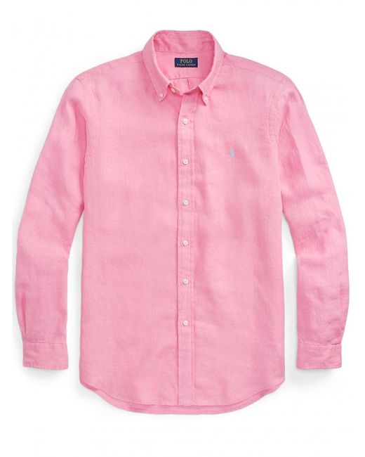 Polo Ralph Lauren Linen Shirt Florida Pink for men