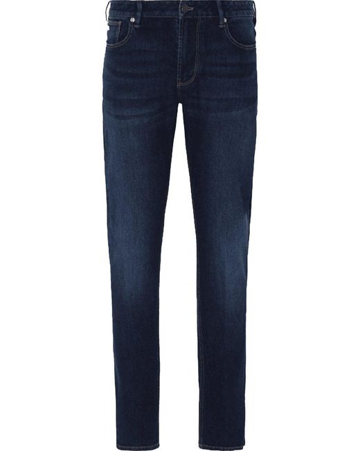 Emporio Armani Blue J06 Vintage Effect Comfort Jeans Dark Whisker for men