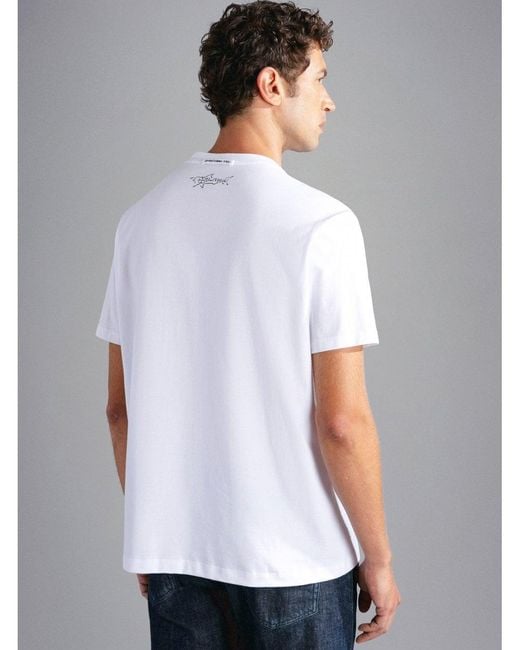 Paul & Shark White Pocket Print T-shirt for men