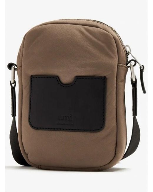 AMI Brown Crossbody Pocket Bag Dark Taupe for men