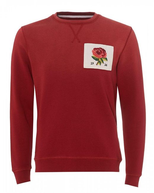 Kent & Curwen Rose Embroidered 1926 Sweatshirt, Red Currant Sweat for men