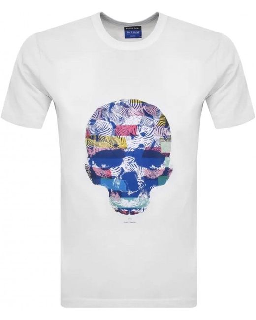 Paul Smith White Zebra Skull Supima T-shirt for men