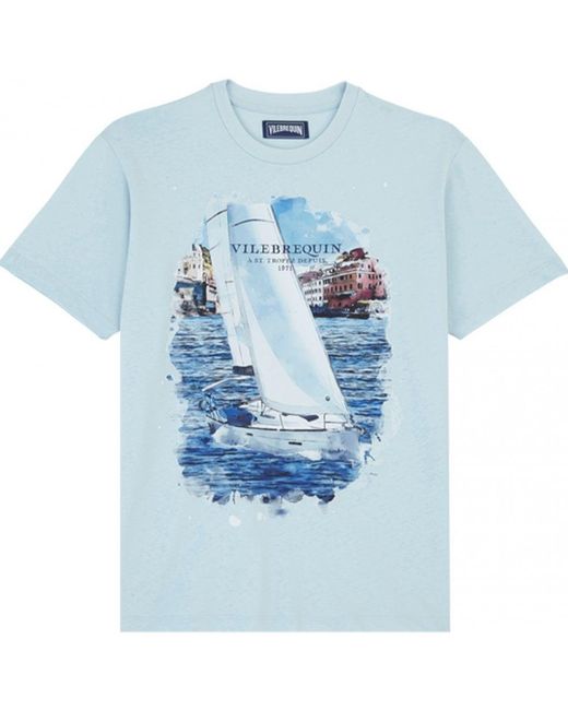 Vilebrequin Blue Tropez Portisol Sailing Boat T-shirt Sky for men