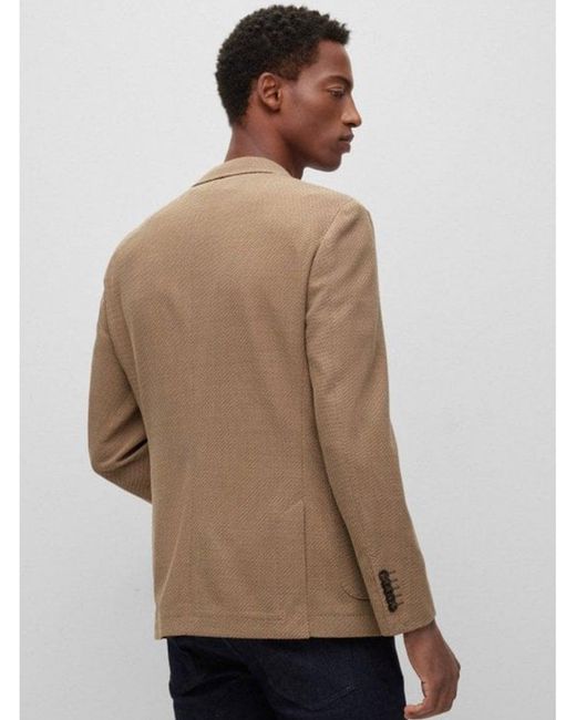 Boss Brown T-heston Slim Fit Stretch Wool Twill Blazer Jacket for men